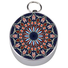 Abstract Kaleidoscope Digital Silver Compasses