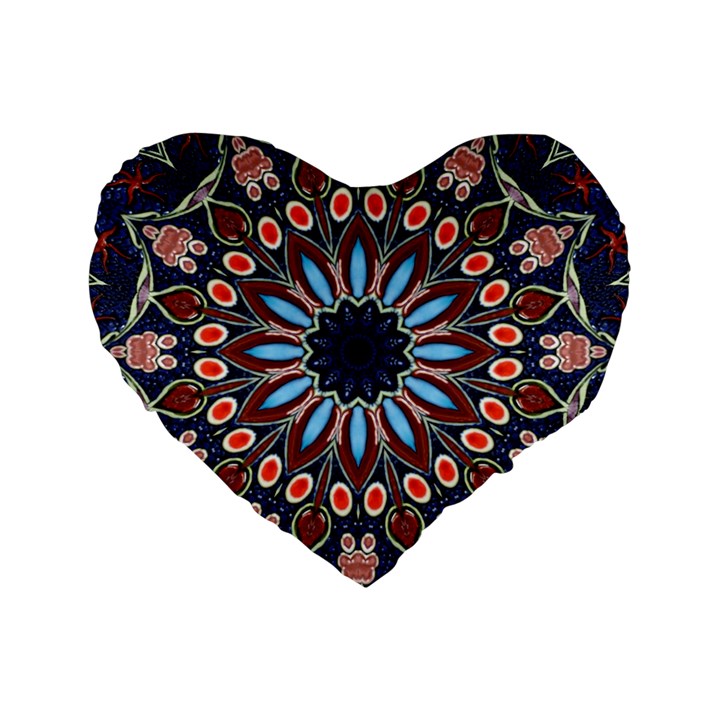 Abstract Kaleidoscope Digital Standard 16  Premium Flano Heart Shape Cushions