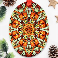 Kaleidoscope Floral Pattern Rosette Ornament (oval) by Jancukart