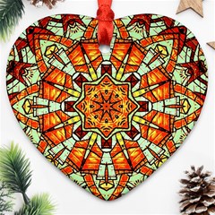 Kaleidoscope Floral Pattern Rosette Ornament (heart) by Jancukart