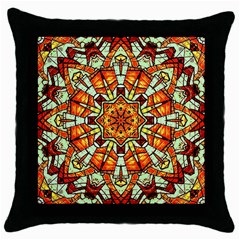 Kaleidoscope Floral Pattern Rosette Throw Pillow Case (black) by Jancukart