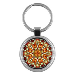 Kaleidoscope Floral Pattern Rosette Key Chain (round)