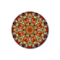 Kaleidoscope Floral Pattern Rosette Rubber Round Coaster (4 Pack)