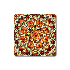 Kaleidoscope Floral Pattern Rosette Square Magnet