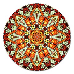 Kaleidoscope Floral Pattern Rosette Magnet 5  (round)