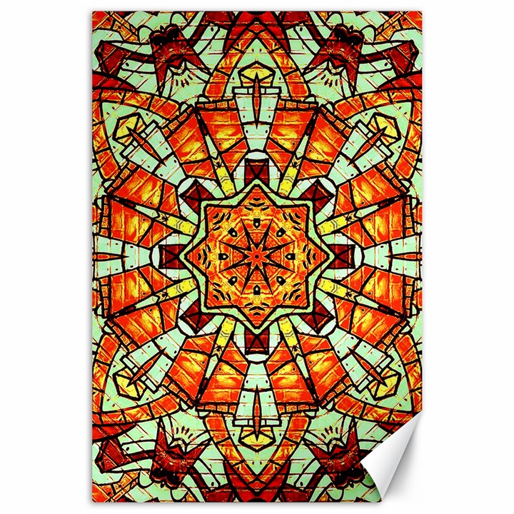 Kaleidoscope Floral Pattern Rosette Canvas 24  x 36 