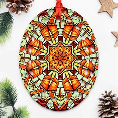 Kaleidoscope Floral Pattern Rosette Ornament (oval Filigree) by Jancukart