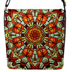 Kaleidoscope Floral Pattern Rosette Flap Closure Messenger Bag (s)