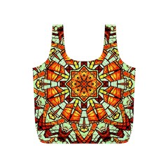 Kaleidoscope Floral Pattern Rosette Full Print Recycle Bag (s) by Jancukart