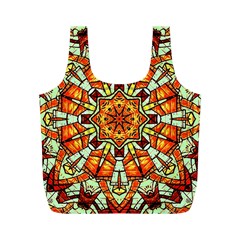 Kaleidoscope Floral Pattern Rosette Full Print Recycle Bag (m) by Jancukart