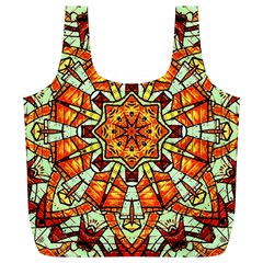 Kaleidoscope Floral Pattern Rosette Full Print Recycle Bag (xl) by Jancukart