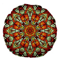 Kaleidoscope Floral Pattern Rosette Large 18  Premium Flano Round Cushions