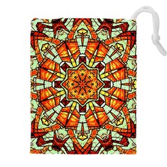 Kaleidoscope Floral Pattern Rosette Drawstring Pouch (4xl) by Jancukart