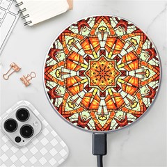 Kaleidoscope Floral Pattern Rosette Wireless Fast Charger(white) by Jancukart