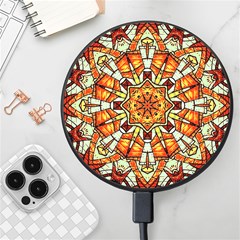 Kaleidoscope Floral Pattern Rosette Wireless Fast Charger(black) by Jancukart