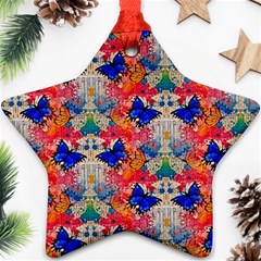 Butterflies Blue Pattern Girly Ornament (star)