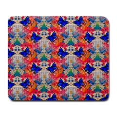 Butterflies Blue Pattern Girly Large Mousepad