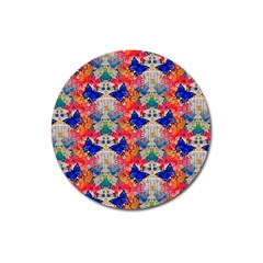 Butterflies Blue Pattern Girly Magnet 3  (round)