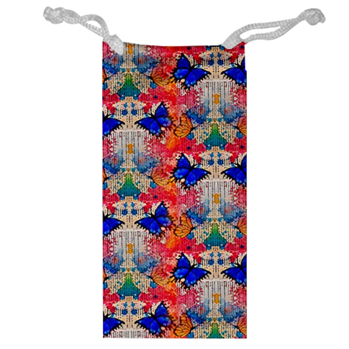 Butterflies Blue Pattern Girly Jewelry Bag