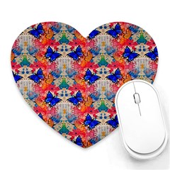 Butterflies Blue Pattern Girly Heart Mousepad