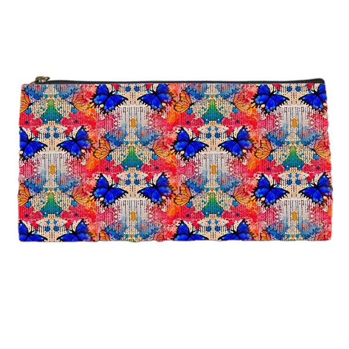 Butterflies Blue Pattern Girly Pencil Case