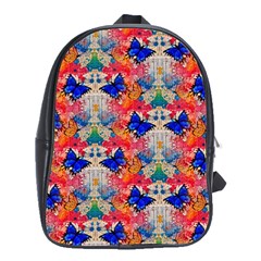 Butterflies Blue Pattern Girly School Bag (large)