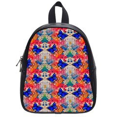 Butterflies Blue Pattern Girly School Bag (small)