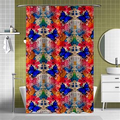 Butterflies Blue Pattern Girly Shower Curtain 48  X 72  (small)  by Jancukart