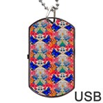 Butterflies Blue Pattern Girly Dog Tag USB Flash (Two Sides) Front