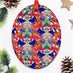 Butterflies Blue Pattern Girly Ornament (Oval Filigree) Front