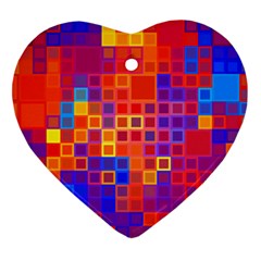 Squares Geometric Colorful Fluorescent Ornament (Heart)