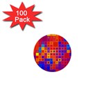 Squares Geometric Colorful Fluorescent 1  Mini Buttons (100 pack)  Front