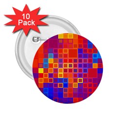 Squares Geometric Colorful Fluorescent 2.25  Buttons (10 pack) 