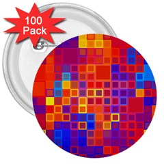 Squares Geometric Colorful Fluorescent 3  Buttons (100 Pack)  by Jancukart