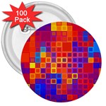 Squares Geometric Colorful Fluorescent 3  Buttons (100 pack)  Front