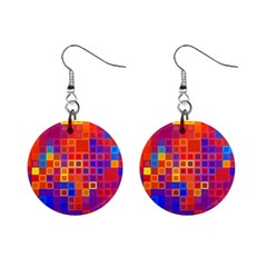 Squares Geometric Colorful Fluorescent Mini Button Earrings