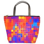 Squares Geometric Colorful Fluorescent Bucket Bag Front