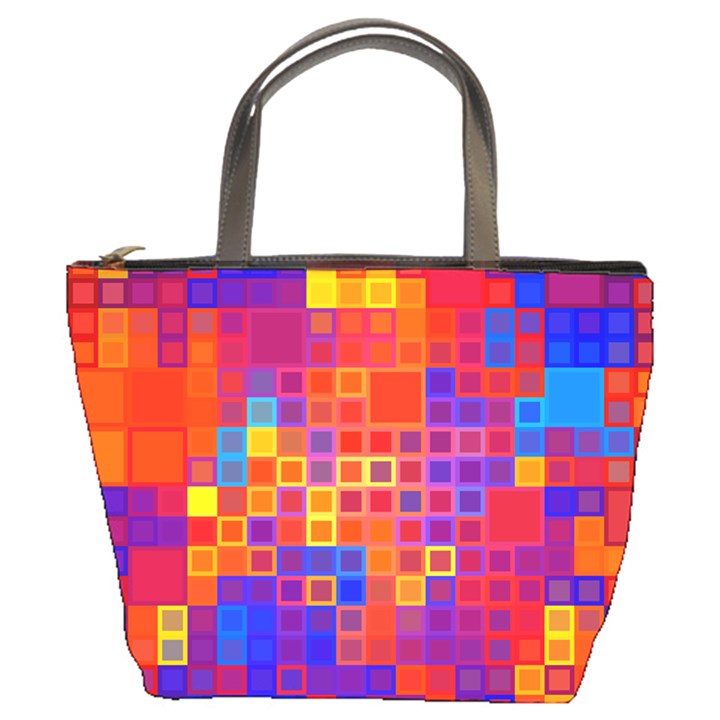 Squares Geometric Colorful Fluorescent Bucket Bag