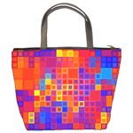 Squares Geometric Colorful Fluorescent Bucket Bag Back