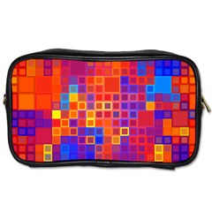 Squares Geometric Colorful Fluorescent Toiletries Bag (One Side)