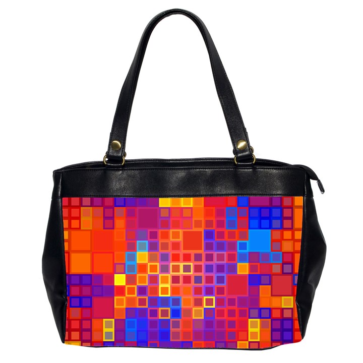 Squares Geometric Colorful Fluorescent Oversize Office Handbag (2 Sides)