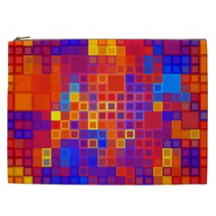 Squares Geometric Colorful Fluorescent Cosmetic Bag (XXL)