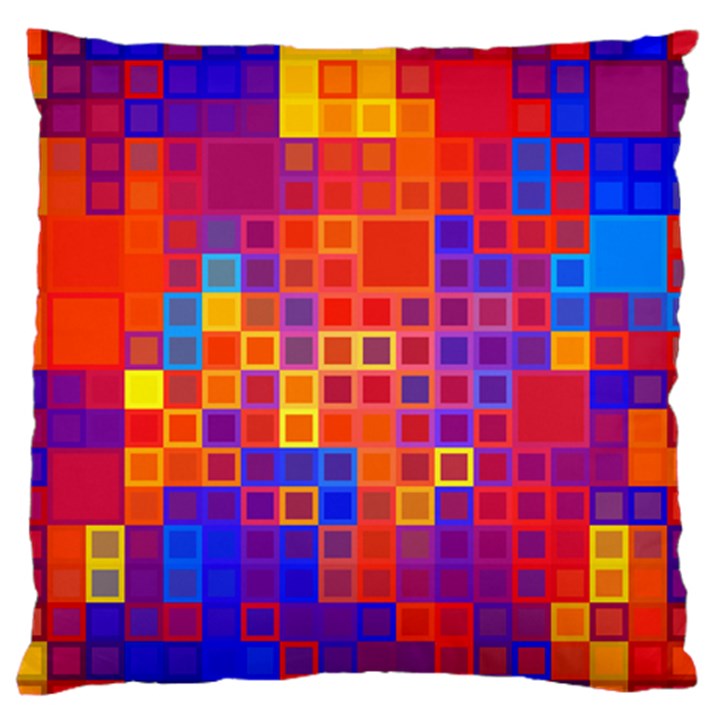 Squares Geometric Colorful Fluorescent Standard Premium Plush Fleece Cushion Case (Two Sides)