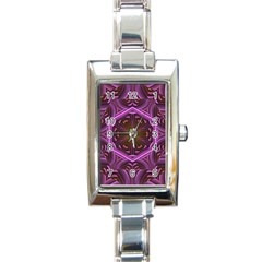 Rosette Mosaic Kaleidoscope Abstract Background Rectangle Italian Charm Watch