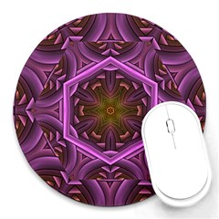 Rosette Mosaic Kaleidoscope Abstract Background Round Mousepad by Jancukart