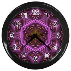 Rosette Mosaic Kaleidoscope Abstract Background Wall Clock (black) by Jancukart