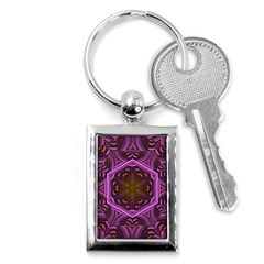 Rosette Mosaic Kaleidoscope Abstract Background Key Chain (rectangle)