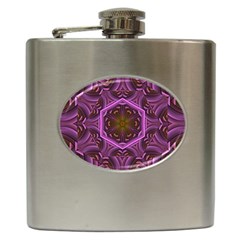 Rosette Mosaic Kaleidoscope Abstract Background Hip Flask (6 Oz) by Jancukart