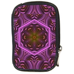 Rosette Mosaic Kaleidoscope Abstract Background Compact Camera Leather Case by Jancukart