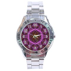 Rosette Mosaic Kaleidoscope Abstract Background Stainless Steel Analogue Watch